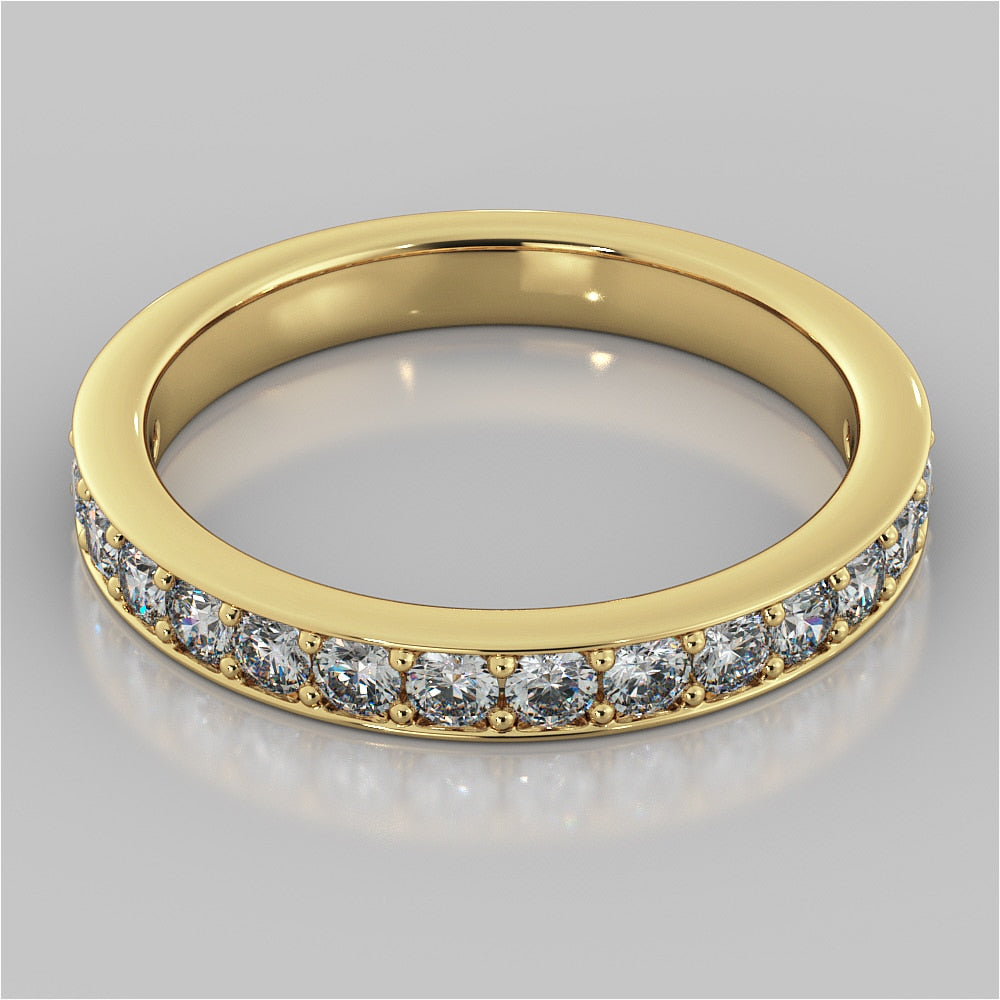 Lab Grown Diamond Round Cut Cathedral Style Channel Engagement Ring With Accents