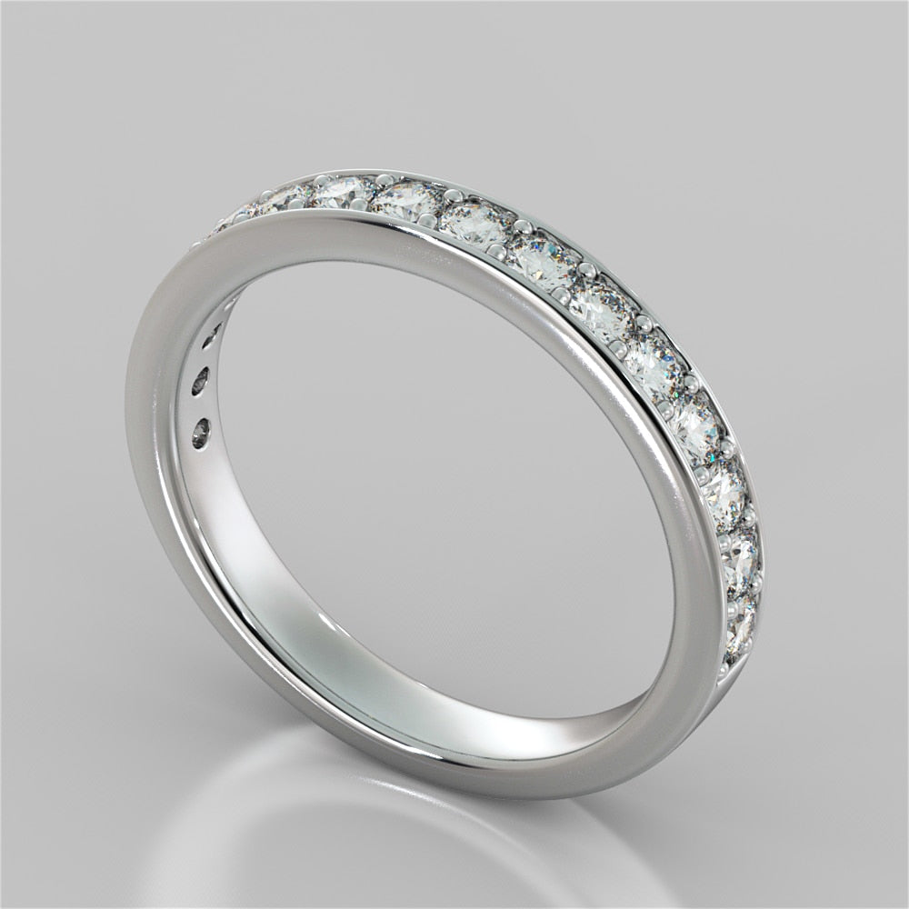 Lab Grown Diamond Round Cut Cathedral Style Channel Engagement Ring With Accents