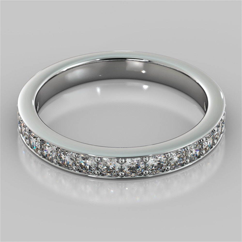Round Cut Cathedral Style Channel Engagement Ring With Accents