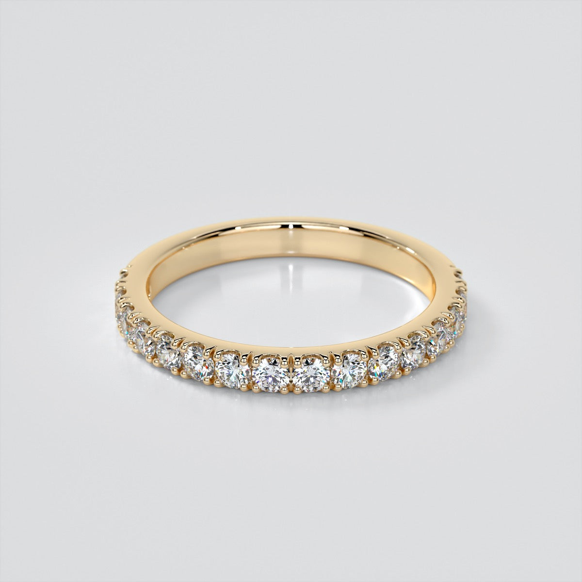 Round Cut Cathedral Scallop Style Engagement Ring With Accents