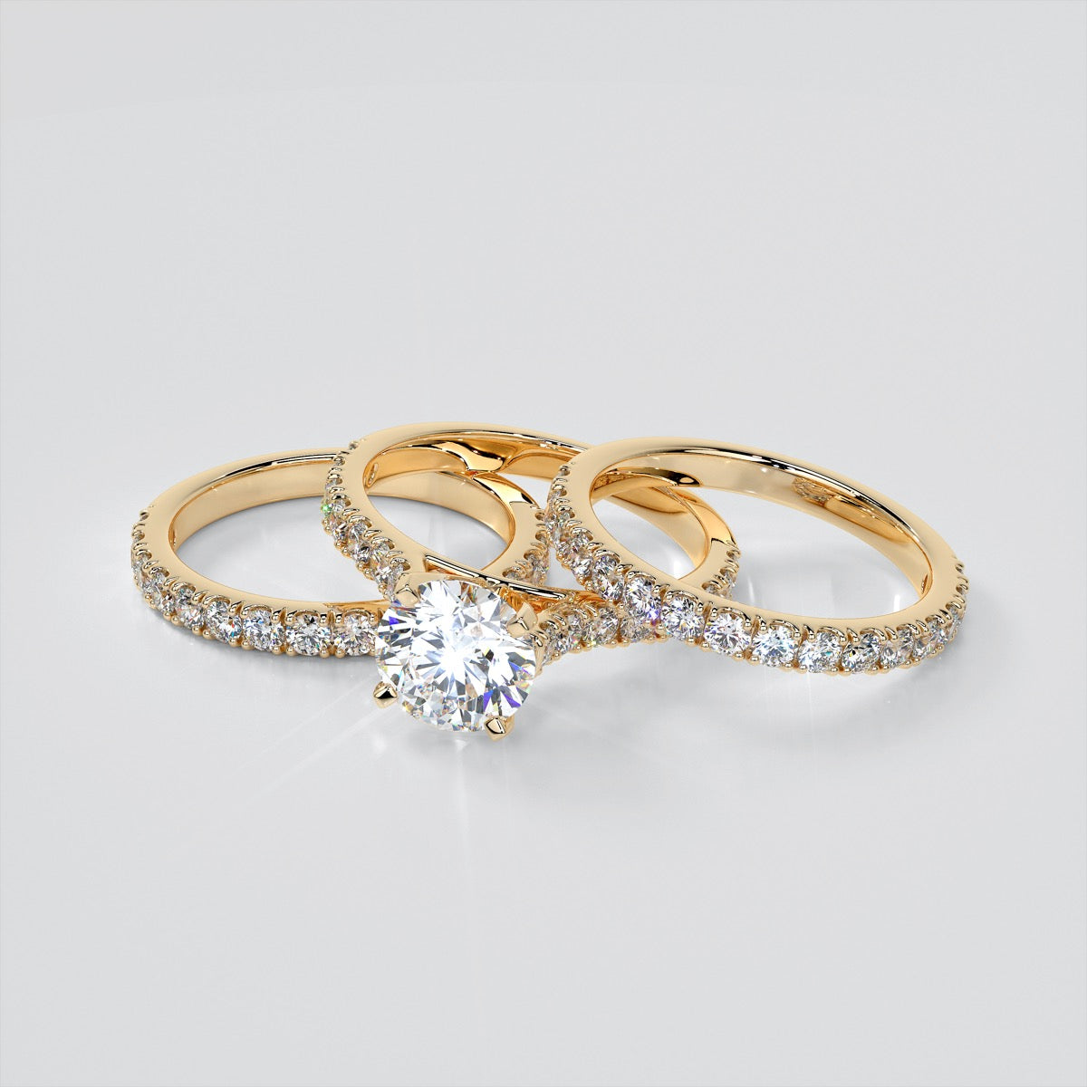 Lab Grown Diamond Round Cut Cathedral Scallop Style Engagement Ring With Accents