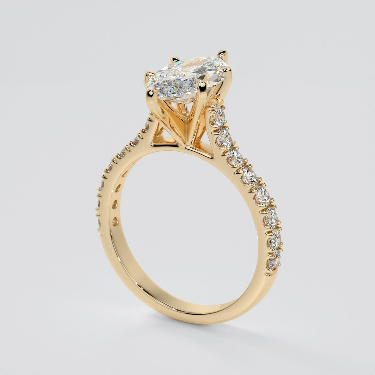 Lab Grown Diamond Marquise Cut Cathedral Scallop Style Engagement Ring With Accents