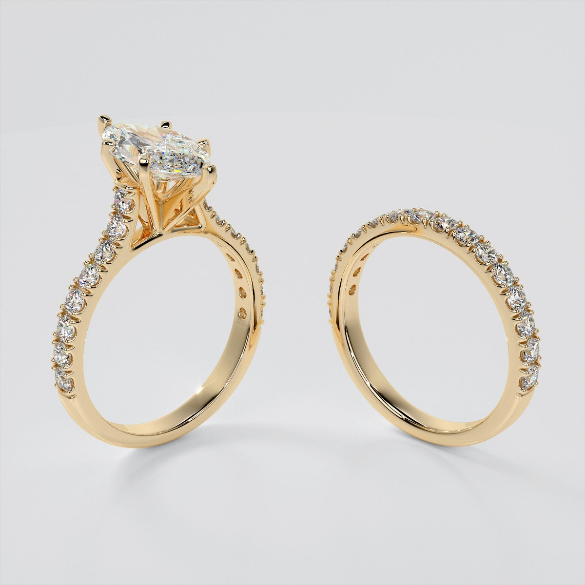 Lab Grown Diamond Marquise Cut Cathedral Scallop Style Engagement Ring With Accents