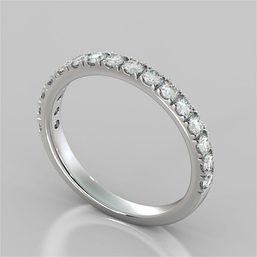 3.0Ct Lab Grown Diamond Emerald Cut Cathedral Scallop Style Engagement Ring With Accents VS1 - E Color