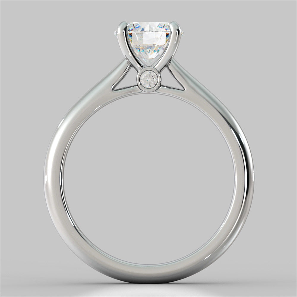 Lab grown Diamond Round Cut Cathedral Engagement Ring With Accents