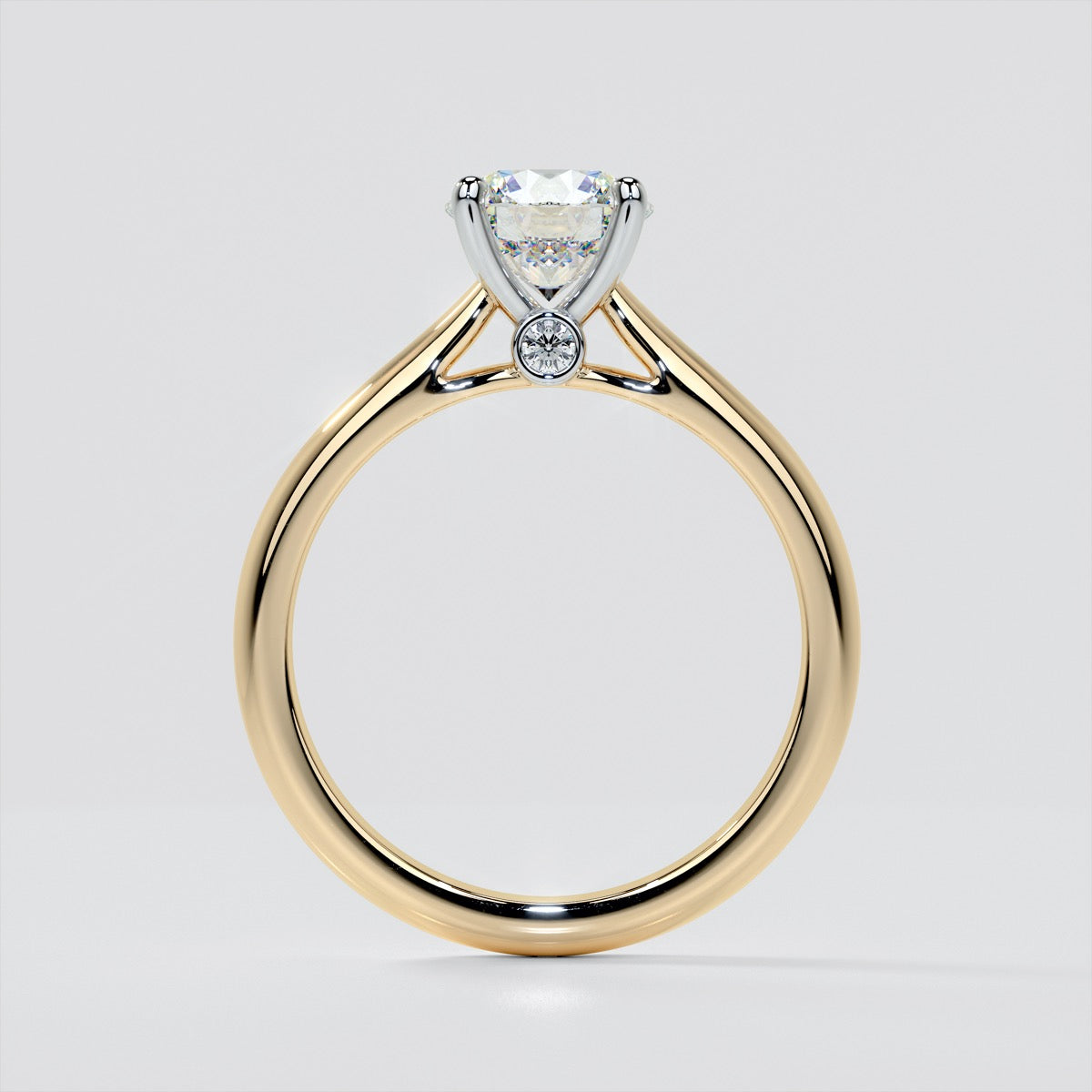Lab grown Diamond Round Cut Cathedral Engagement Ring With Accents