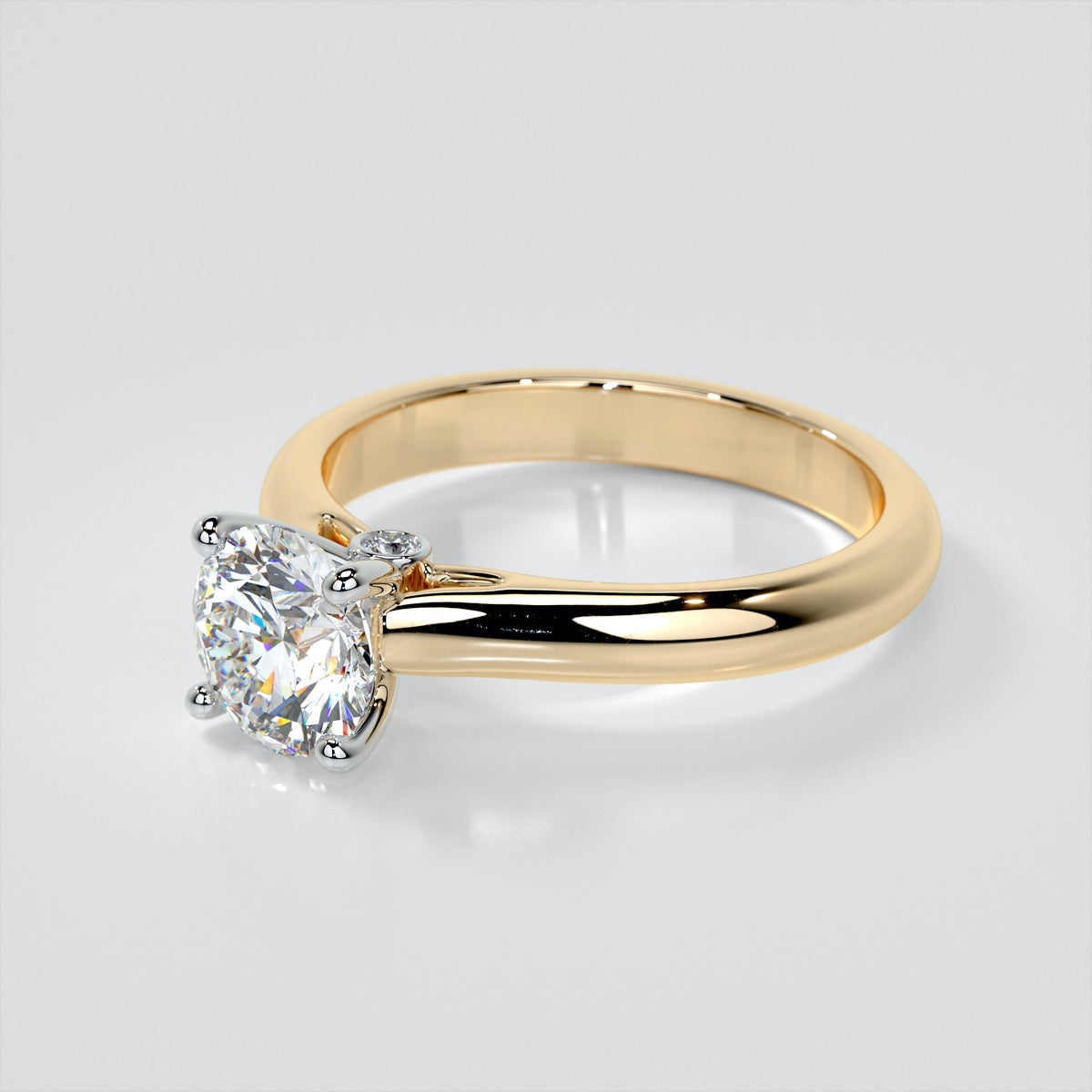 Round Cut Accented Cathedral Wedding Set With 2 Matching Bands