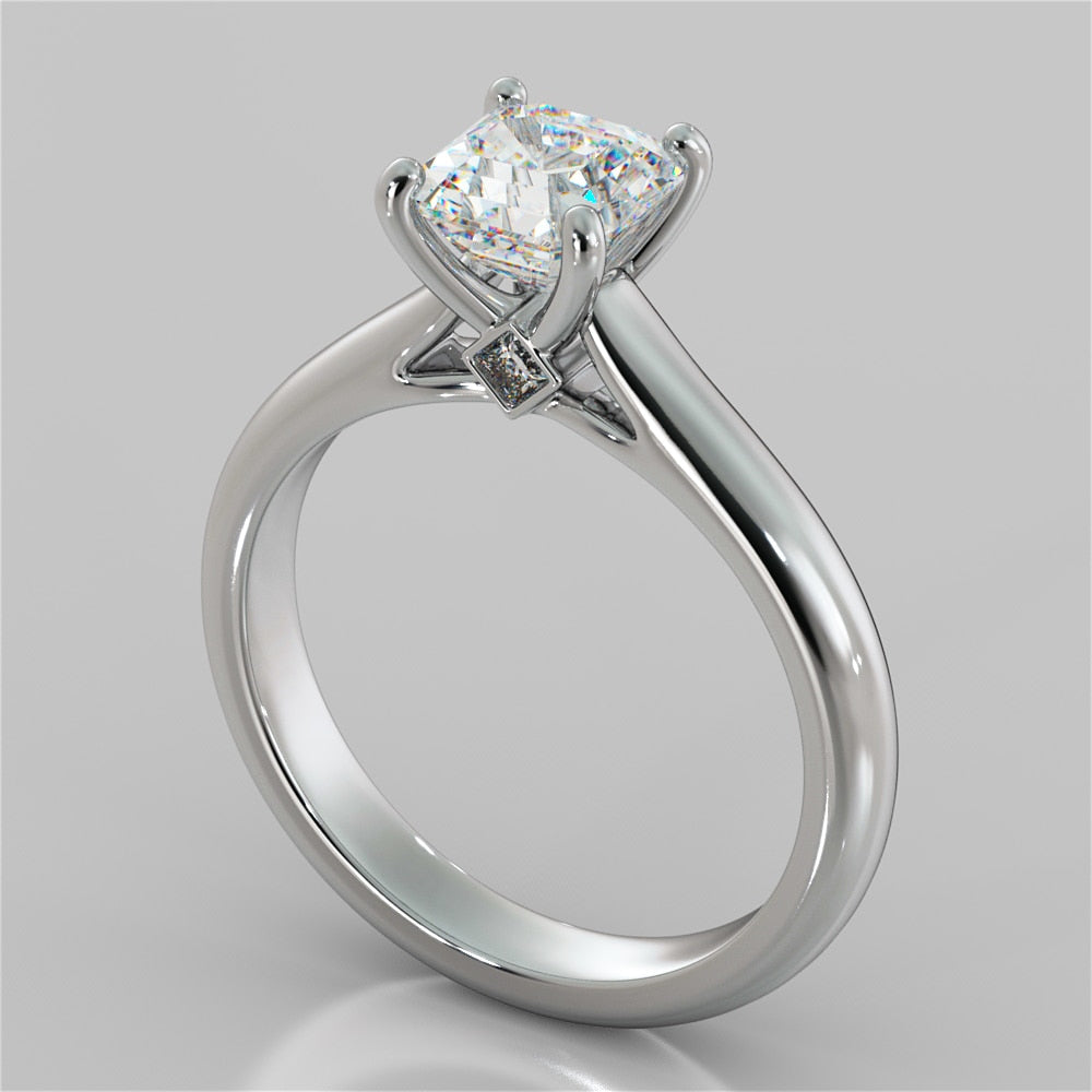 Asscher Cut Cathedral Wedding Set With Accents