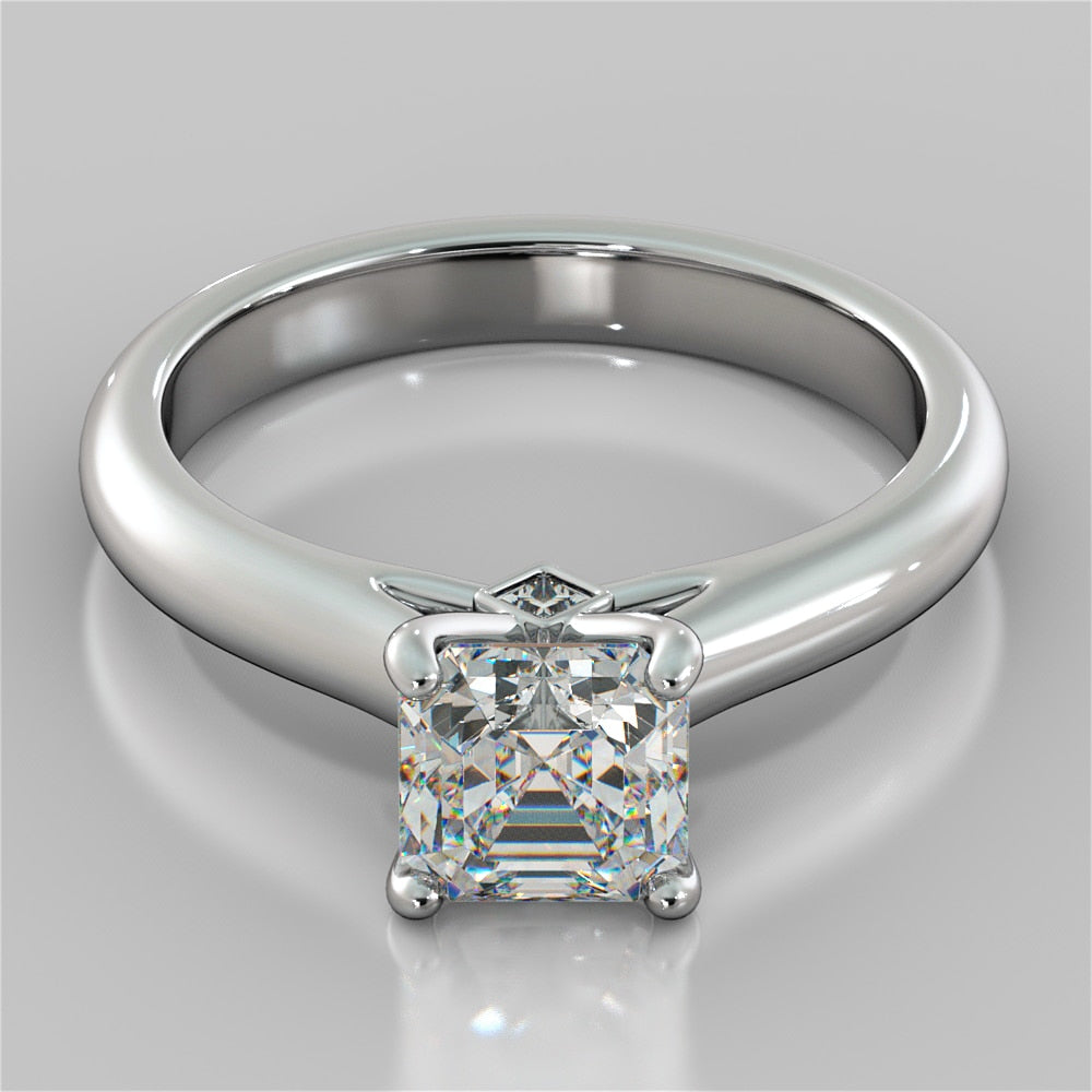 Asscher Cut Cathedral Wedding Set With 2 Matching Bands