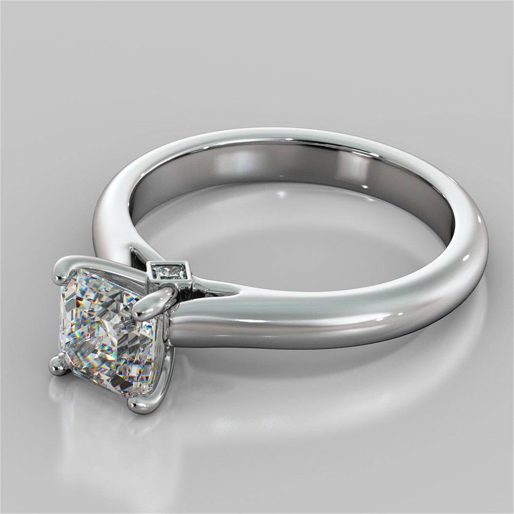 Asscher Cut Cathedral Engagement Ring With Accents