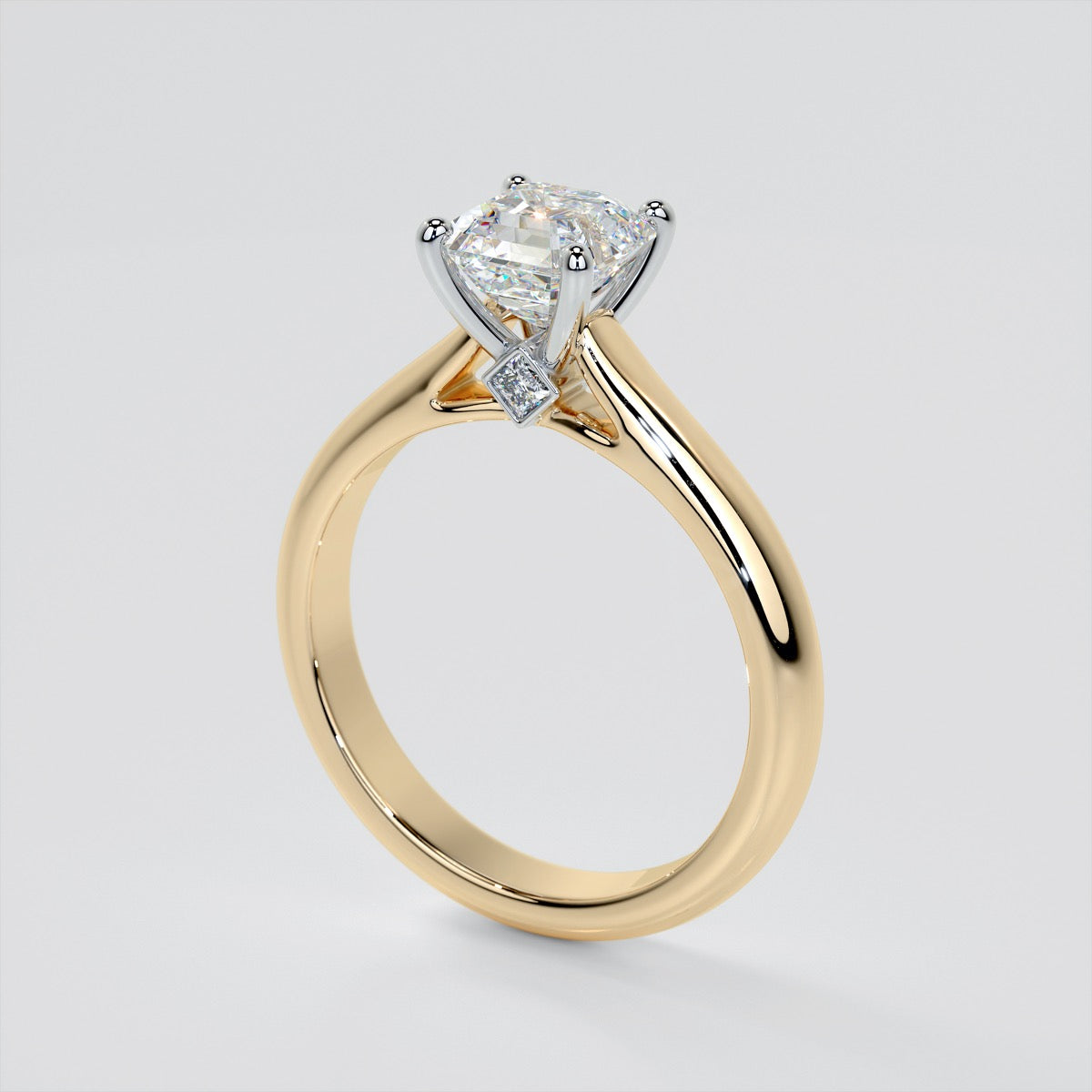 Asscher Cut Cathedral Engagement Ring With Accents