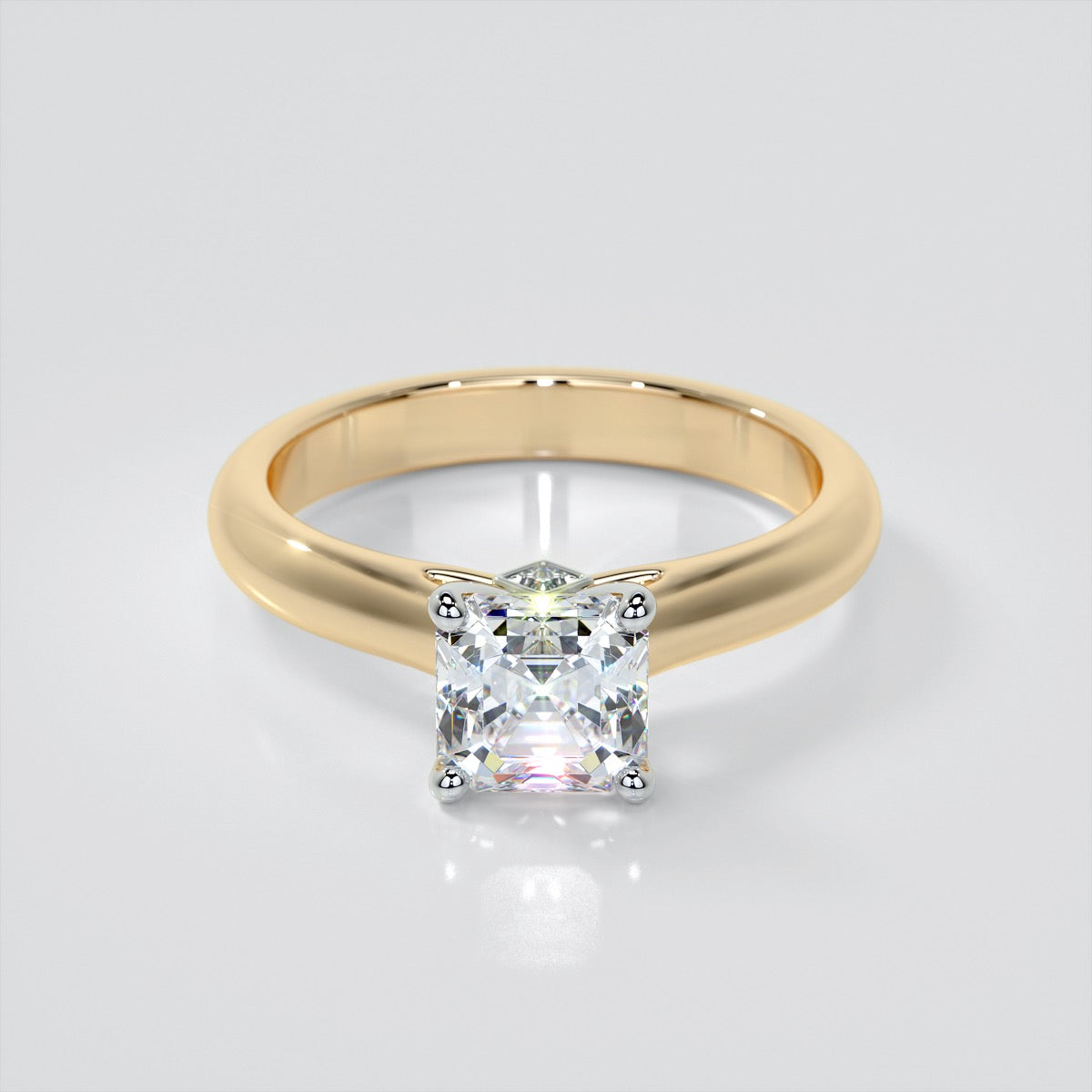 Asscher Cut Cathedral Wedding Set With Accents