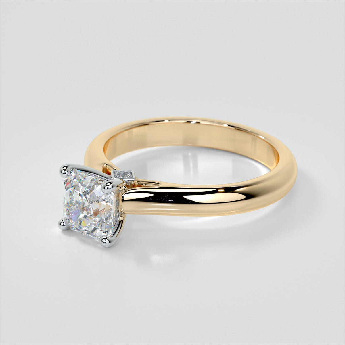 Asscher Cut Cathedral Engagement Ring With Accents
