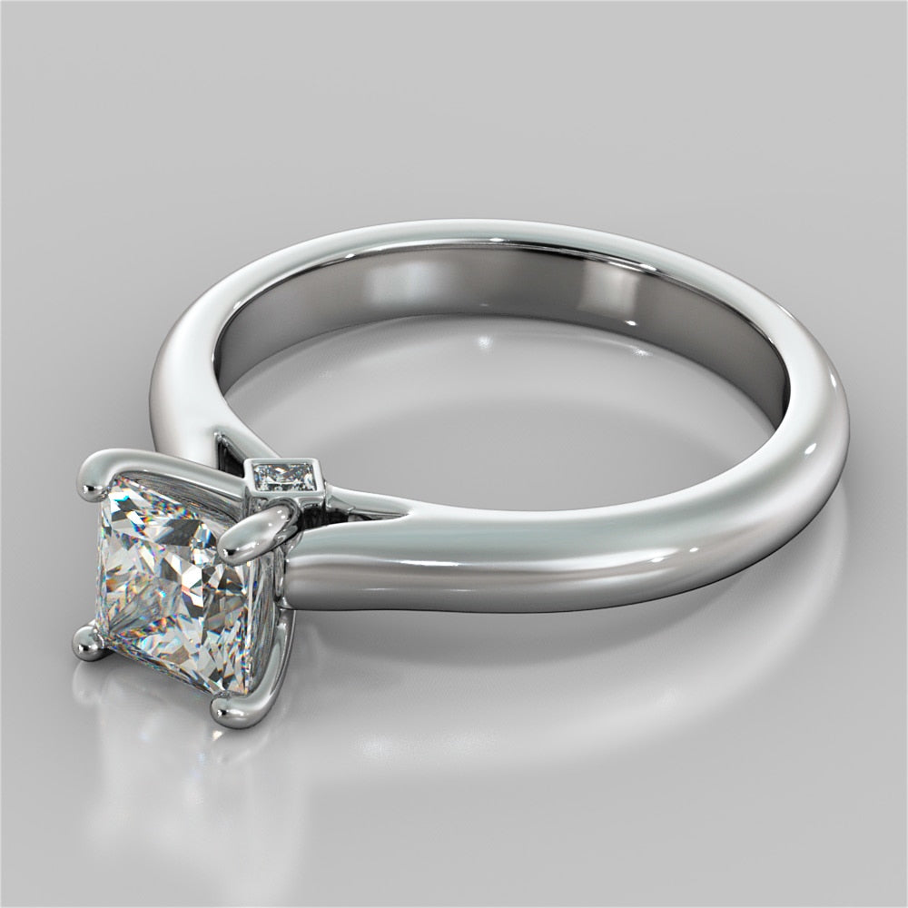 Princess Cut Cathedral Wedding Set With 2 Matching Bands