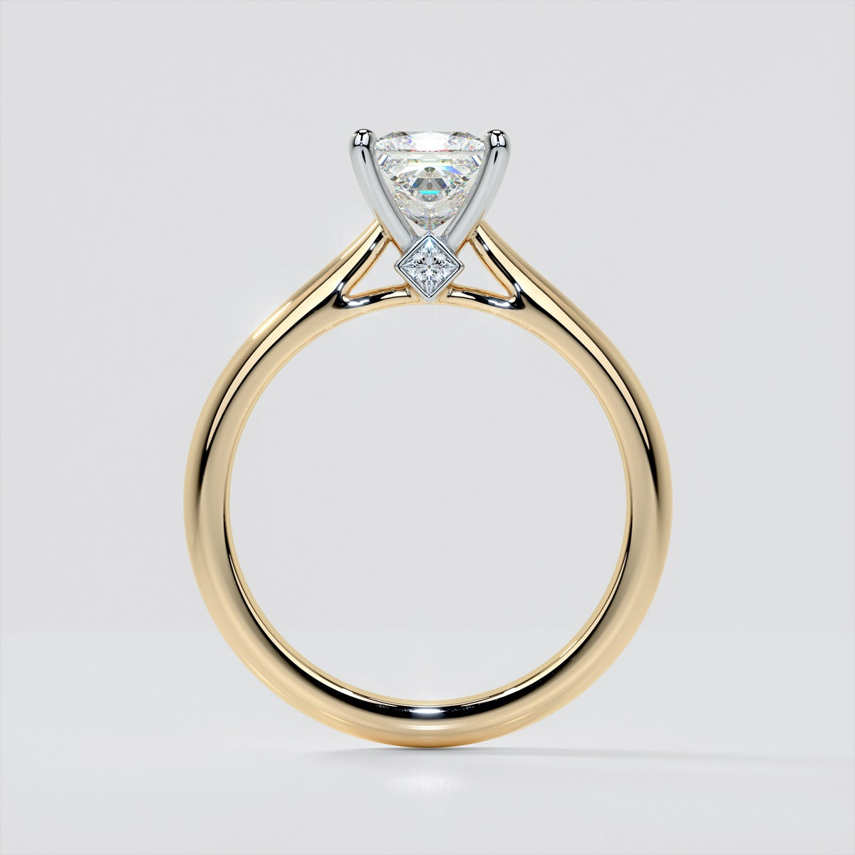 Princess Cut Cathedral Engagement Ring With Accents