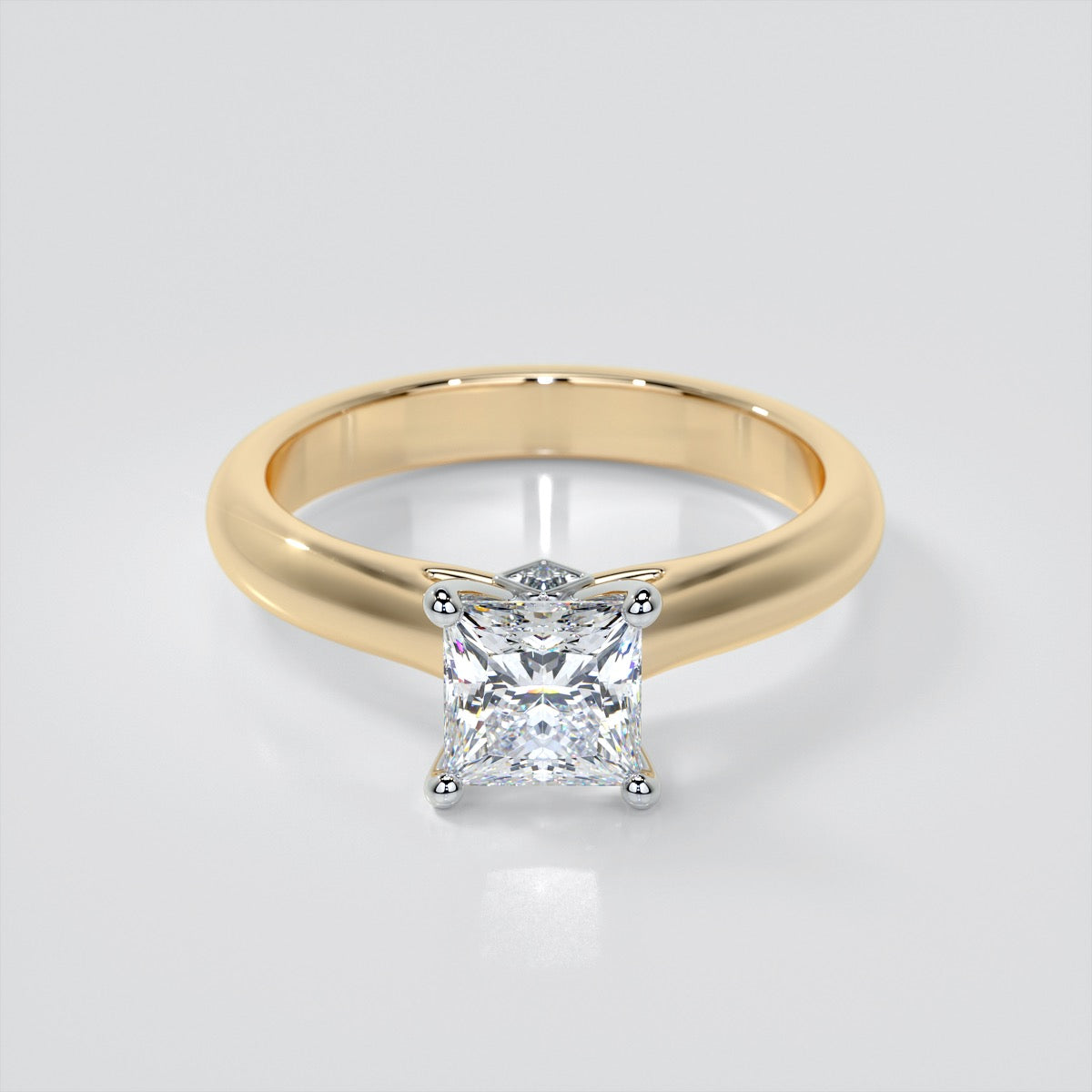 Lab Grown Diamond Princess Cut Cathedral Engagement Ring With Accents