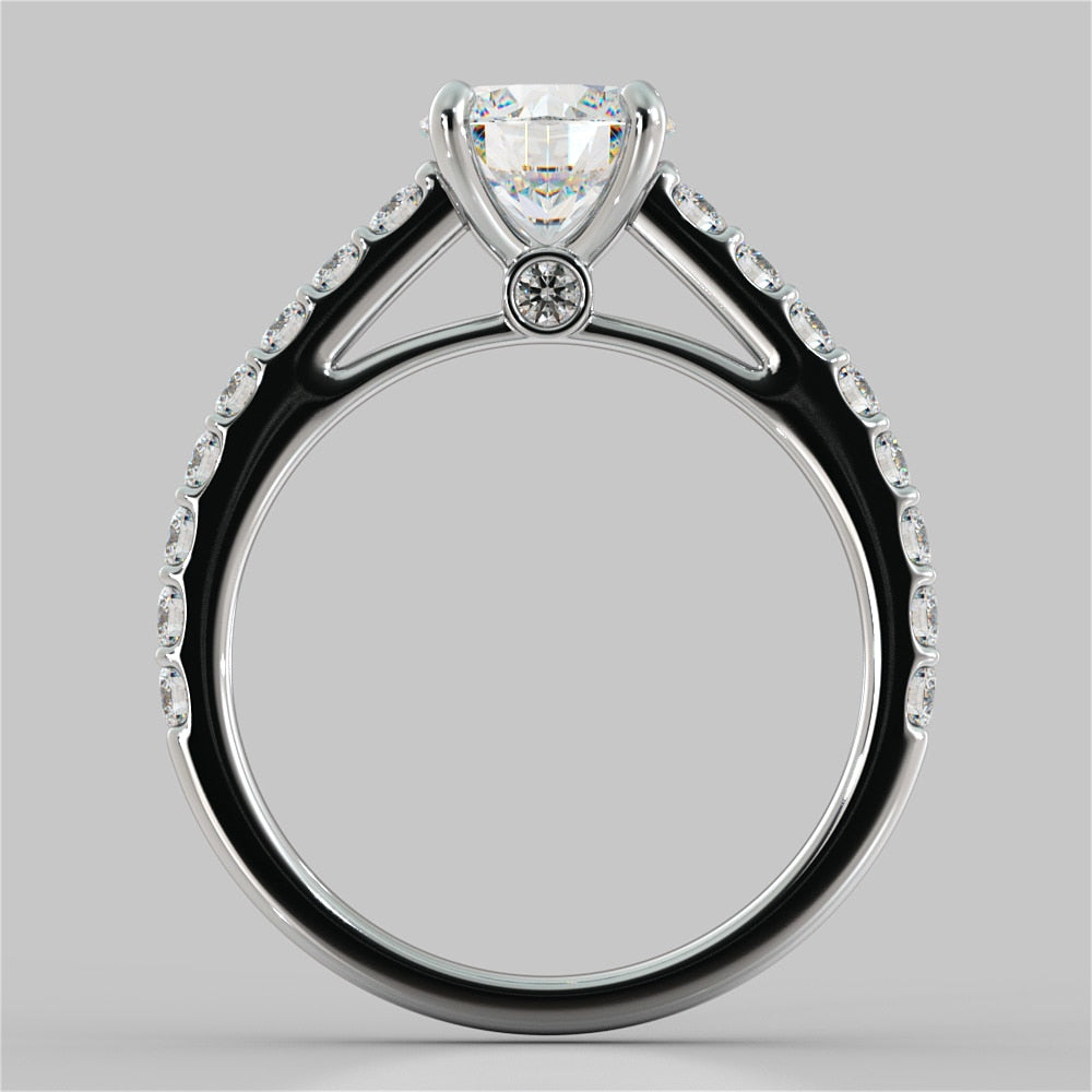 Round Cut Cathedral Style Wedding Set With Side Accents