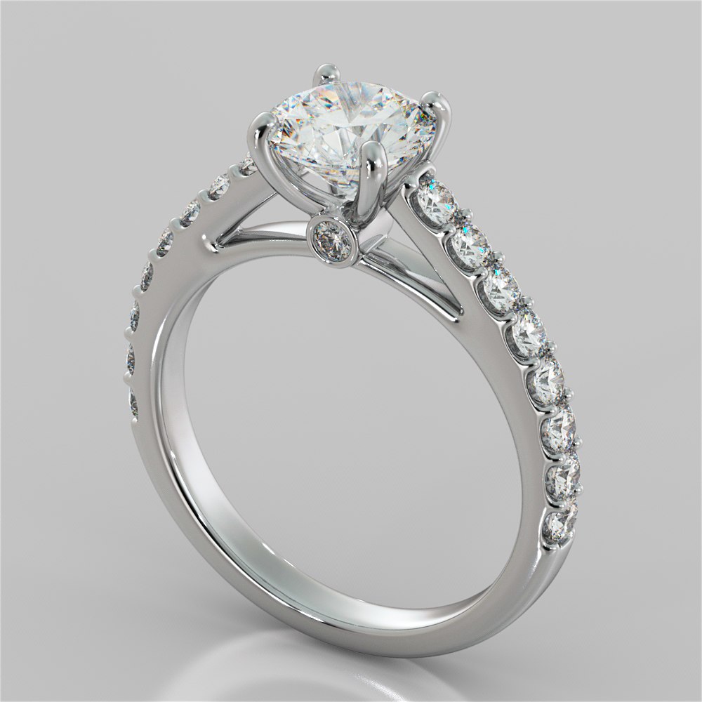 Round Cut Cathedral Style Wedding Set With Side Accents