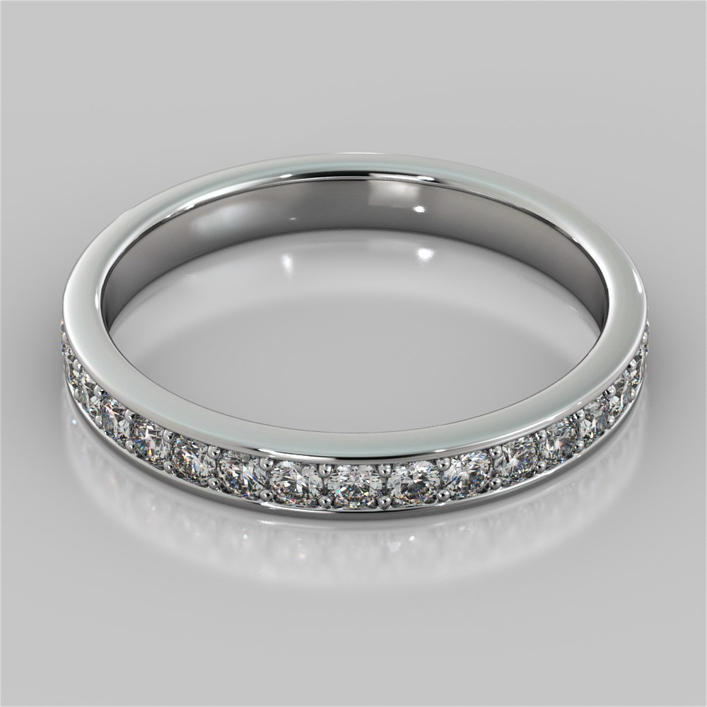 Round Cut Wedding Band With Channel Accents
