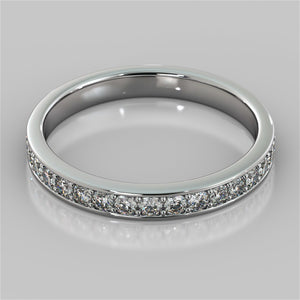 Round Cut Wedding Band With Channel Accents