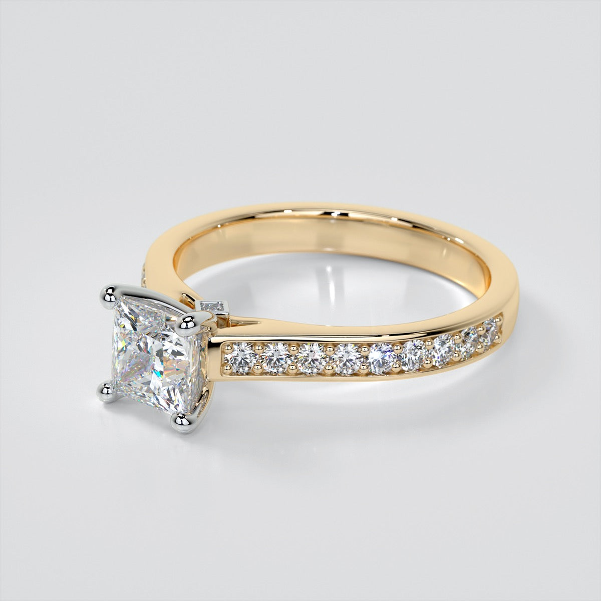 Princess Cut Accented Cathedral Wedding Set