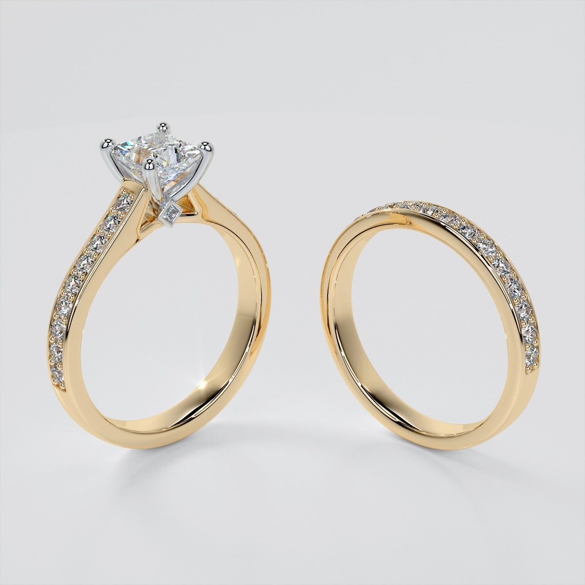 2.5Ct Princess Cut Lab Grown Diamond Engagement Ring  With Accents