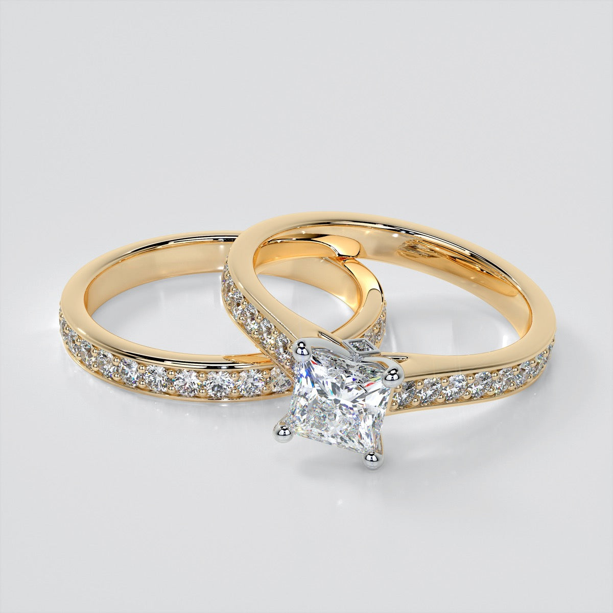 2.5Ct Princess Cut Lab Grown Diamond Engagement Ring  With Accents