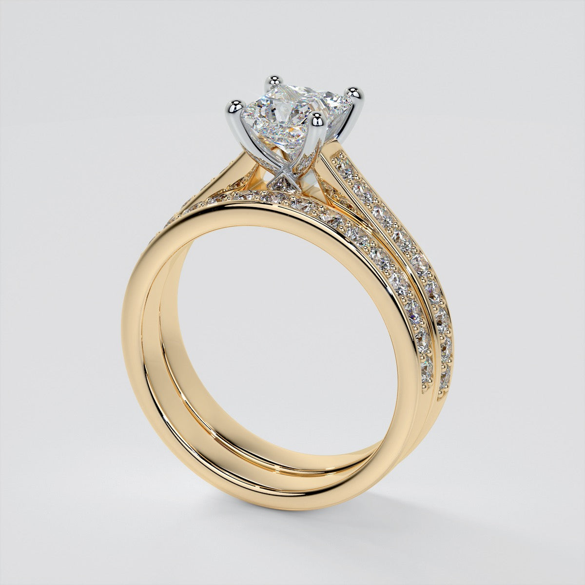 2.5Ct Princess Cut Lab Grown Diamond Engagement Ring  With Accents