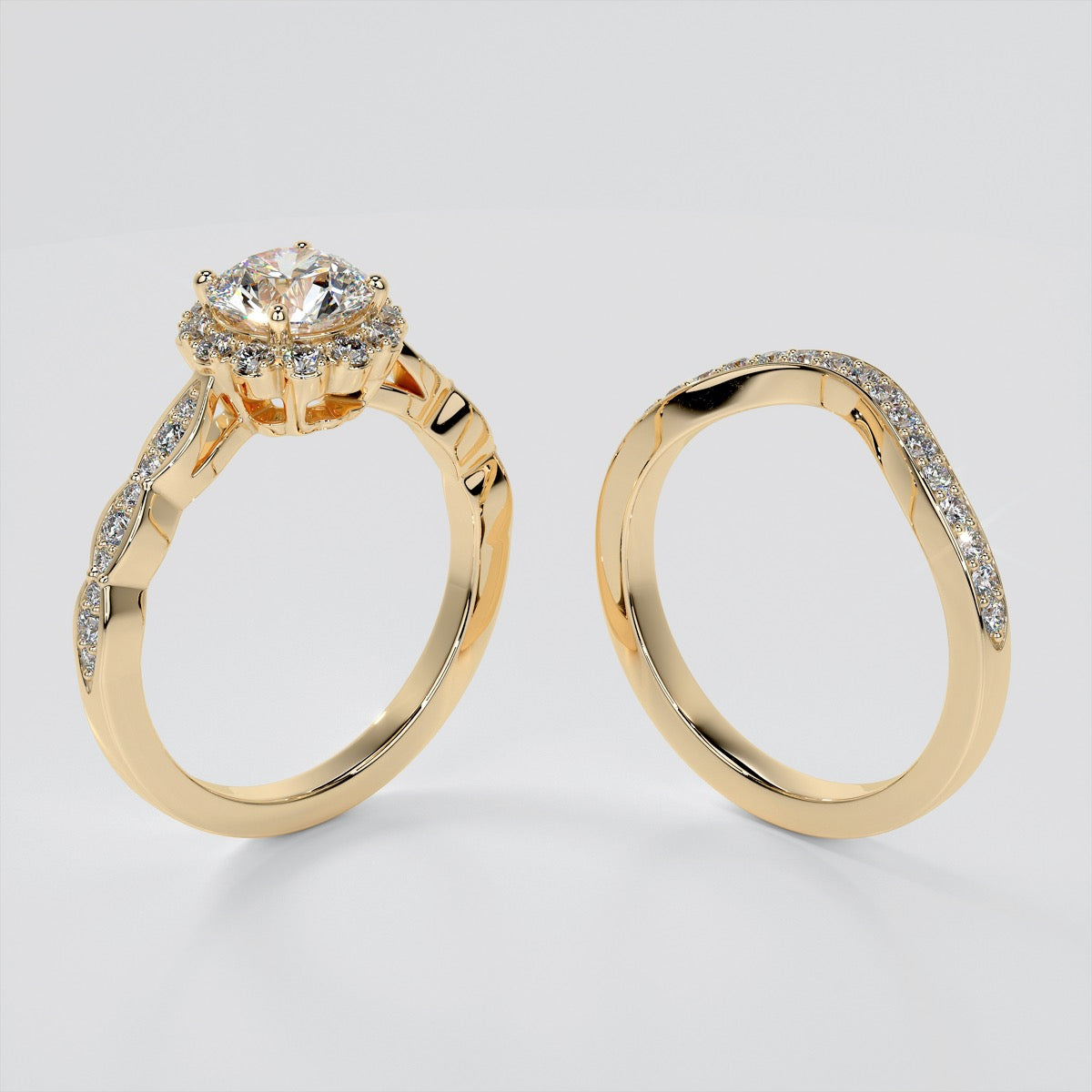 Lab Grown Diamond Round Cut Flower Design Engagement Ring