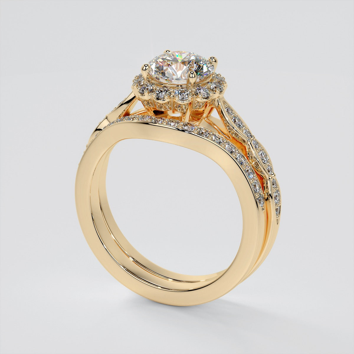 Lab Grown Diamond Round Cut Flower Design Engagement Ring