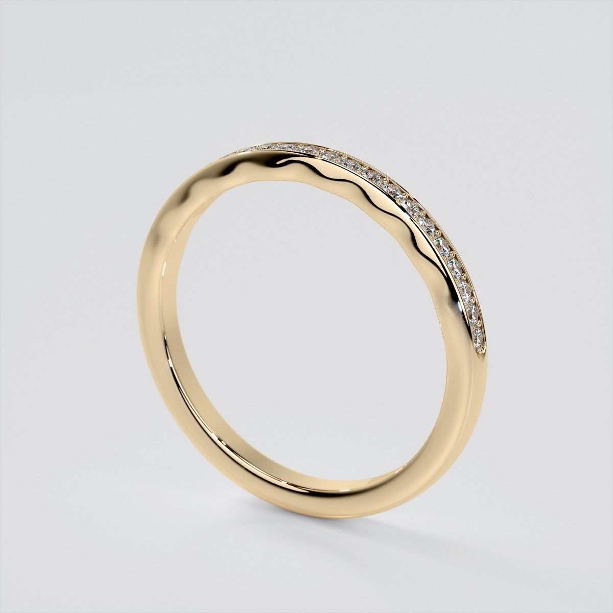 Round Cut Wedding Band With Accents