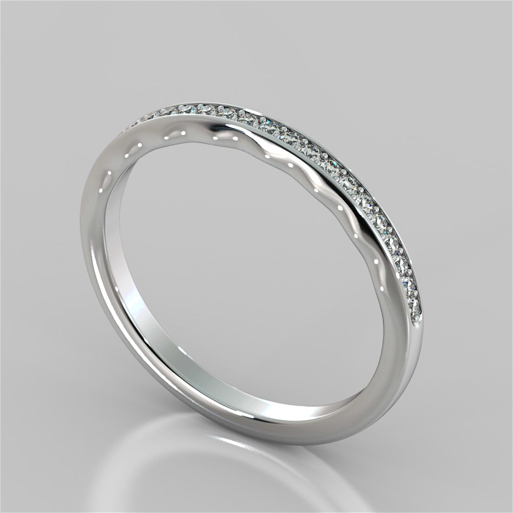 Round Cut Wedding Band With Accents