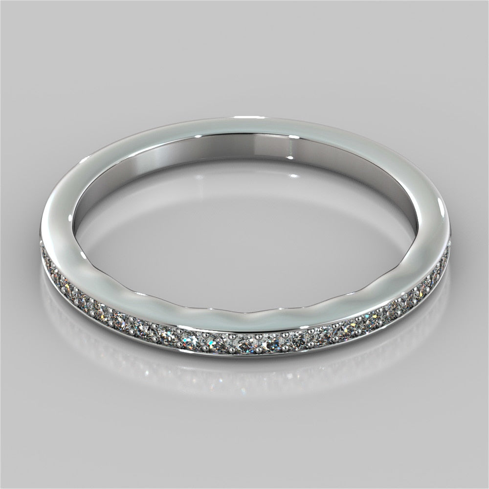 Round Cut Wedding Band With Accents