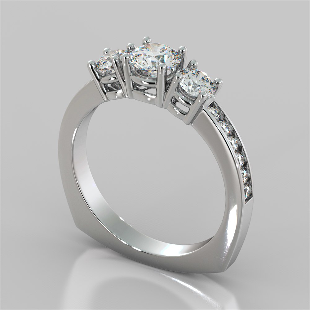 Round Cut Euro Style Engagement Ring With Accents
