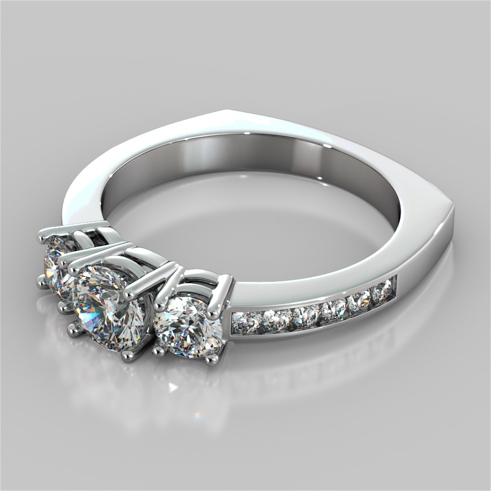 Lab Grown Diamond Round Cut Euro Style Engagement Ring With Accents
