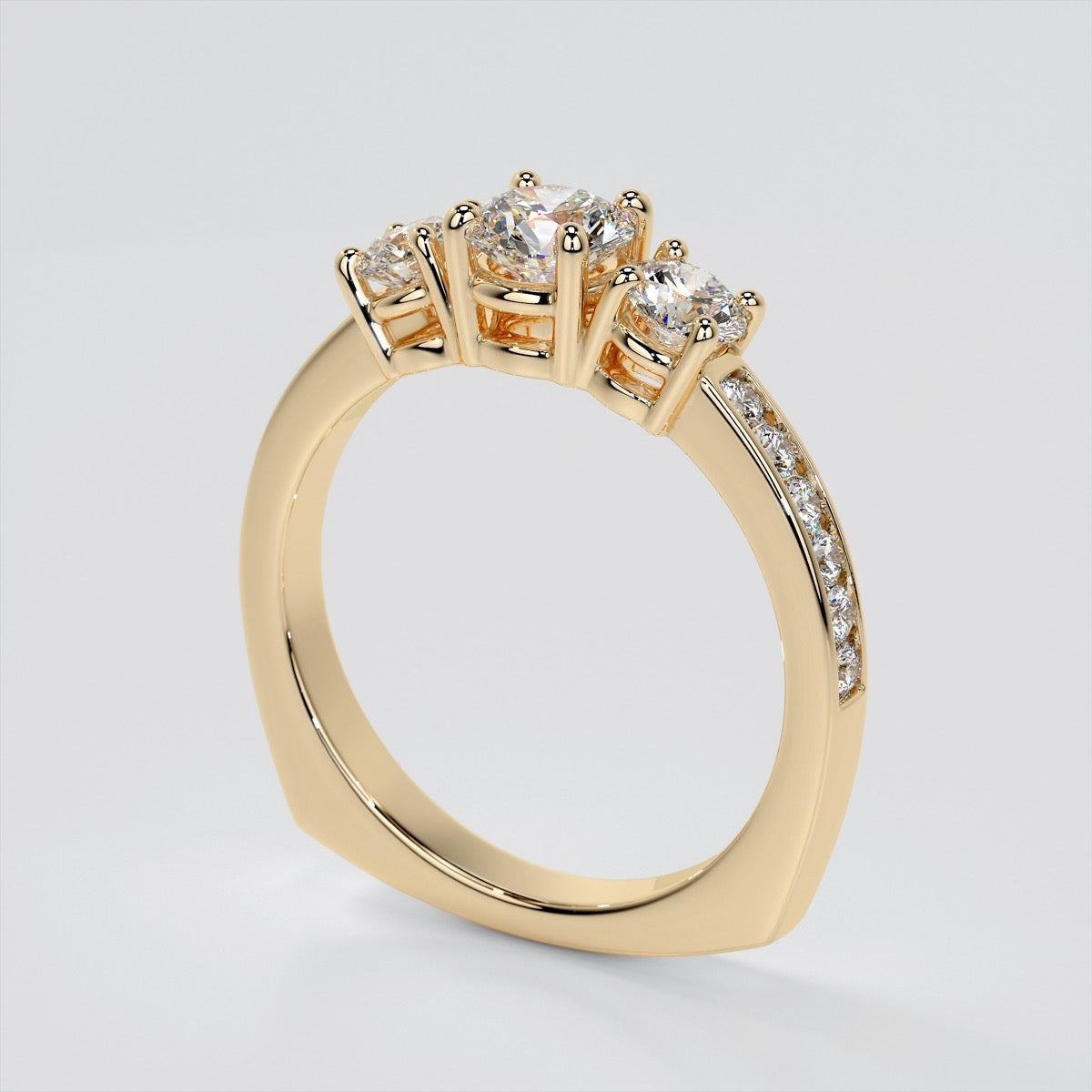 Lab Grown Diamond Round Cut Euro Style Engagement Ring With Accents