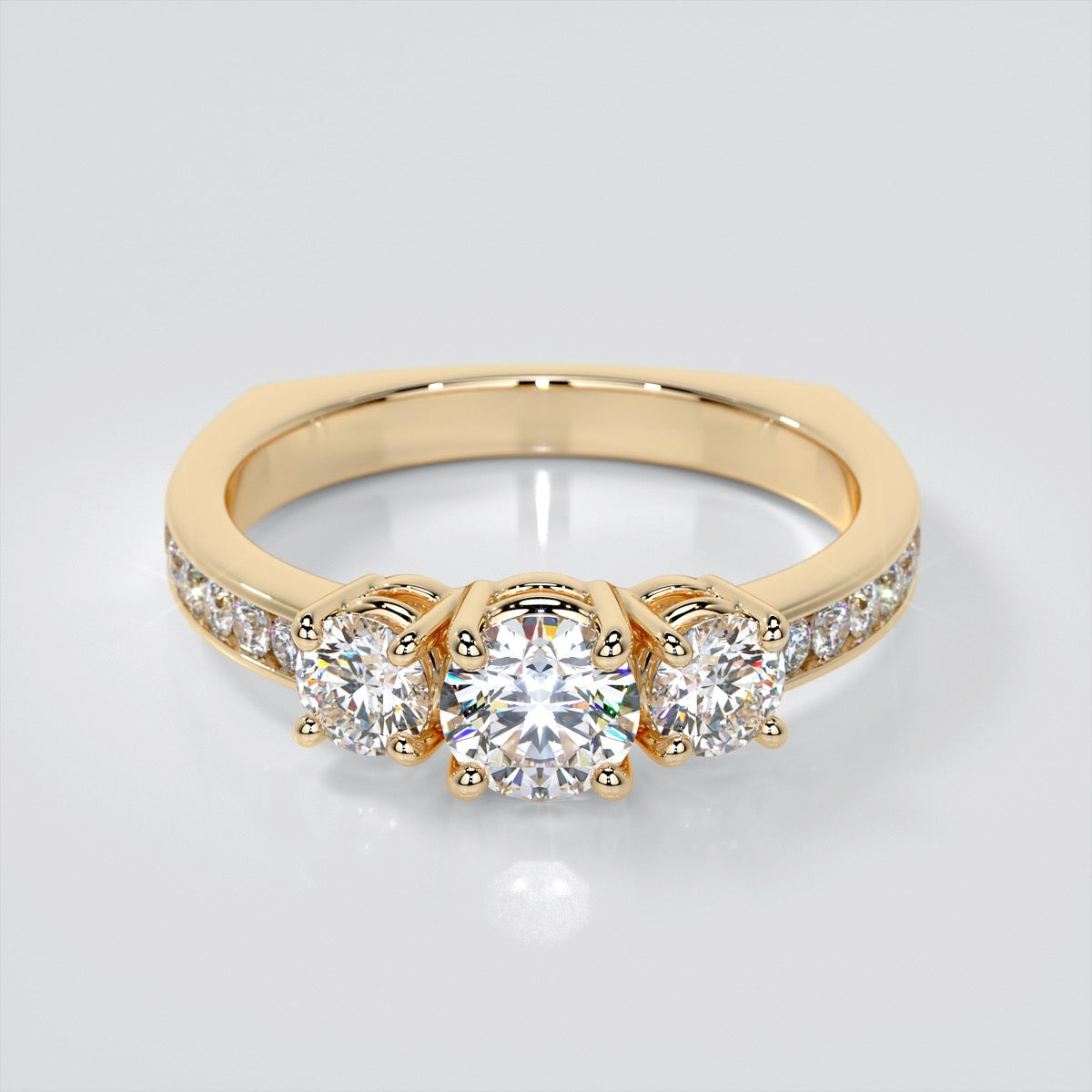Round Cut Euro Style Engagement Ring With Accents