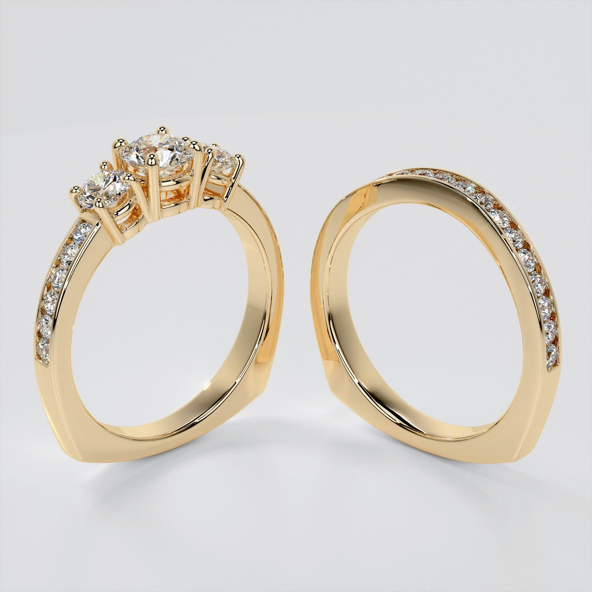 Round Cut Euro Style Engagement Ring With Accents