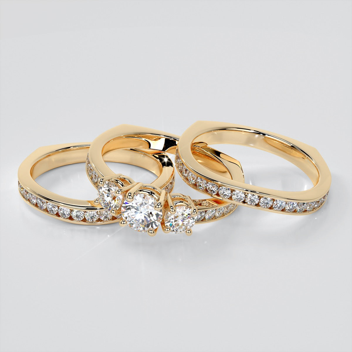 Lab Grown Diamond Round Cut Euro Style Engagement Ring With Accents