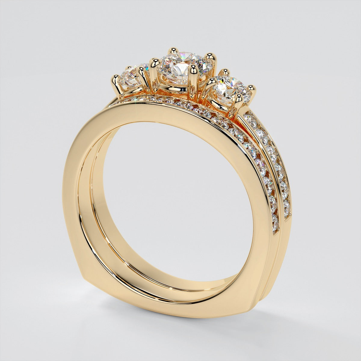 Lab Grown Diamond Round Cut Euro Style Engagement Ring With Accents