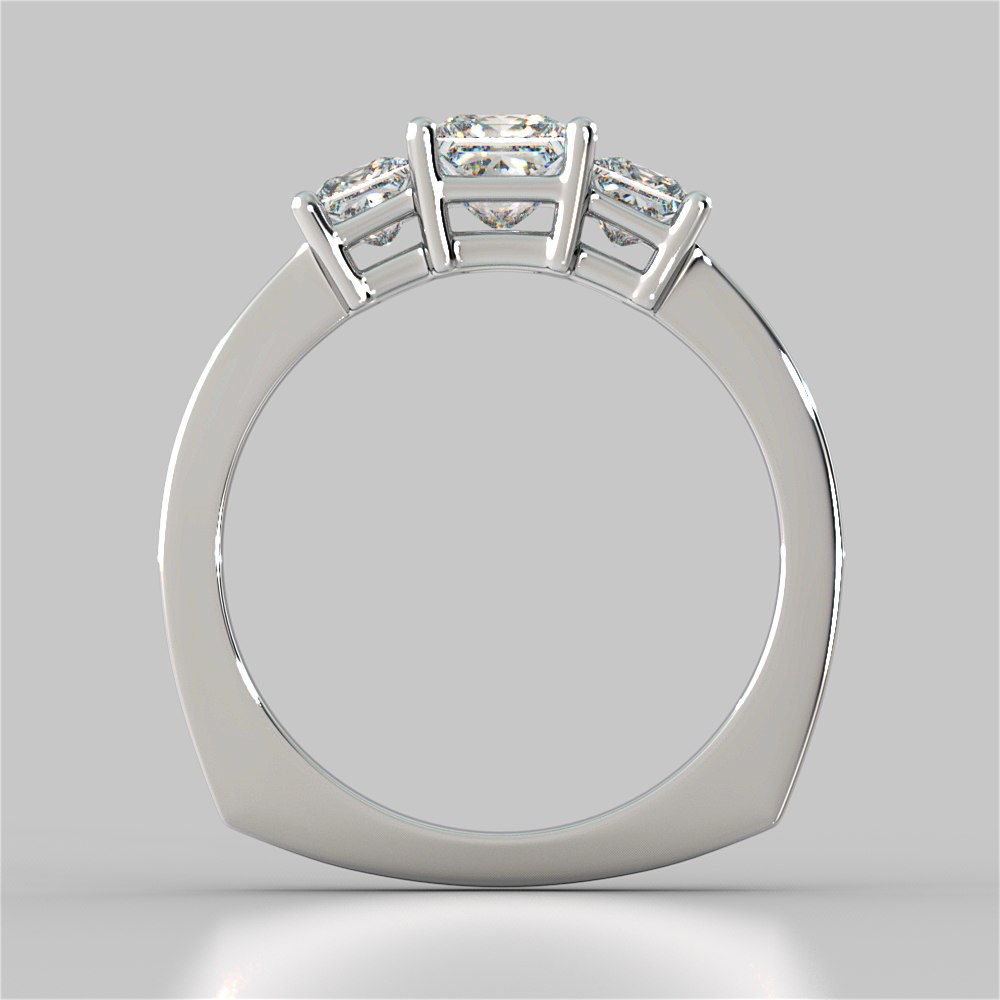 Princess Cut Euro Style Wedding Set With Channel Set Accents