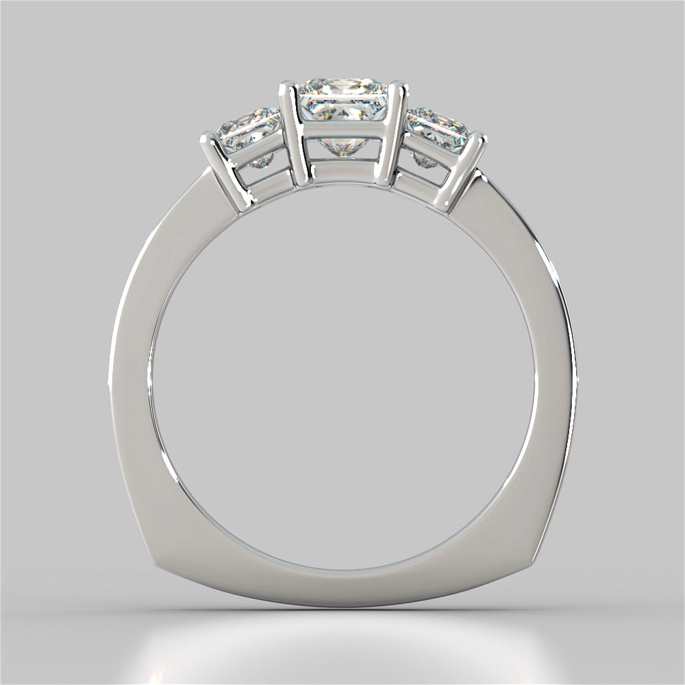 Lab Grown Diamond Princess Cut Euro Style Engagement Ring With Channel Set Accents