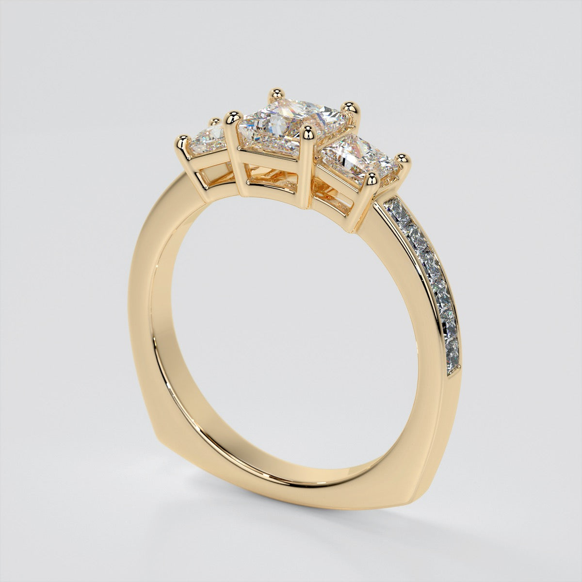 Princess Cut Euro Style Wedding Set With Channel Set Accents