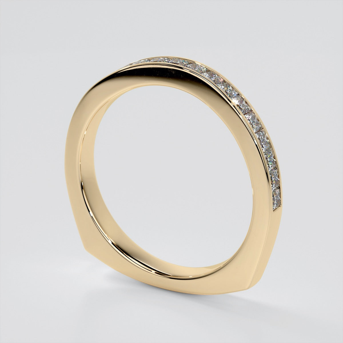 Princess Cut Euro Style Wedding Set With Channel Set Accents