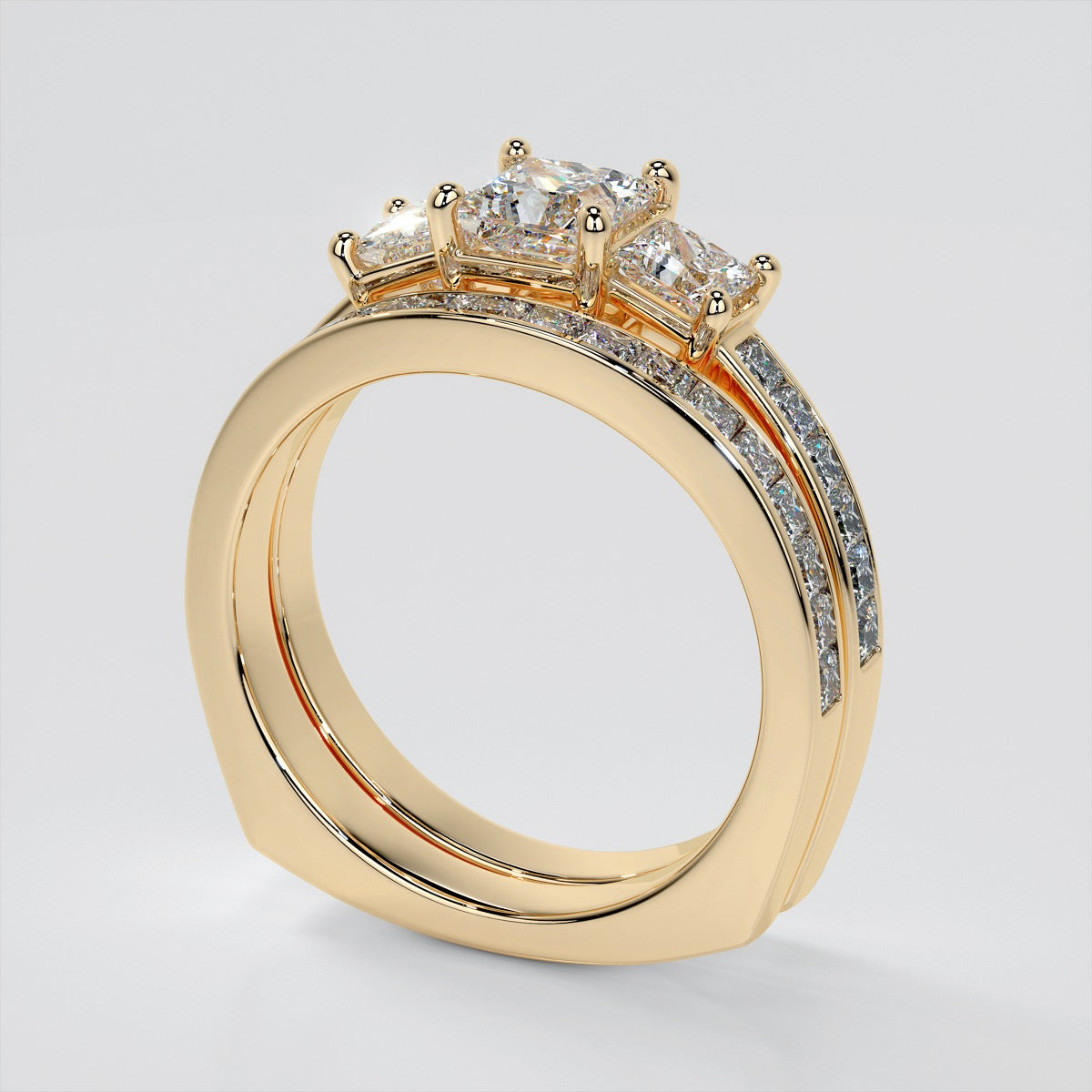 Lab Grown Diamond Princess Cut Euro Style Engagement Ring With Channel Set Accents