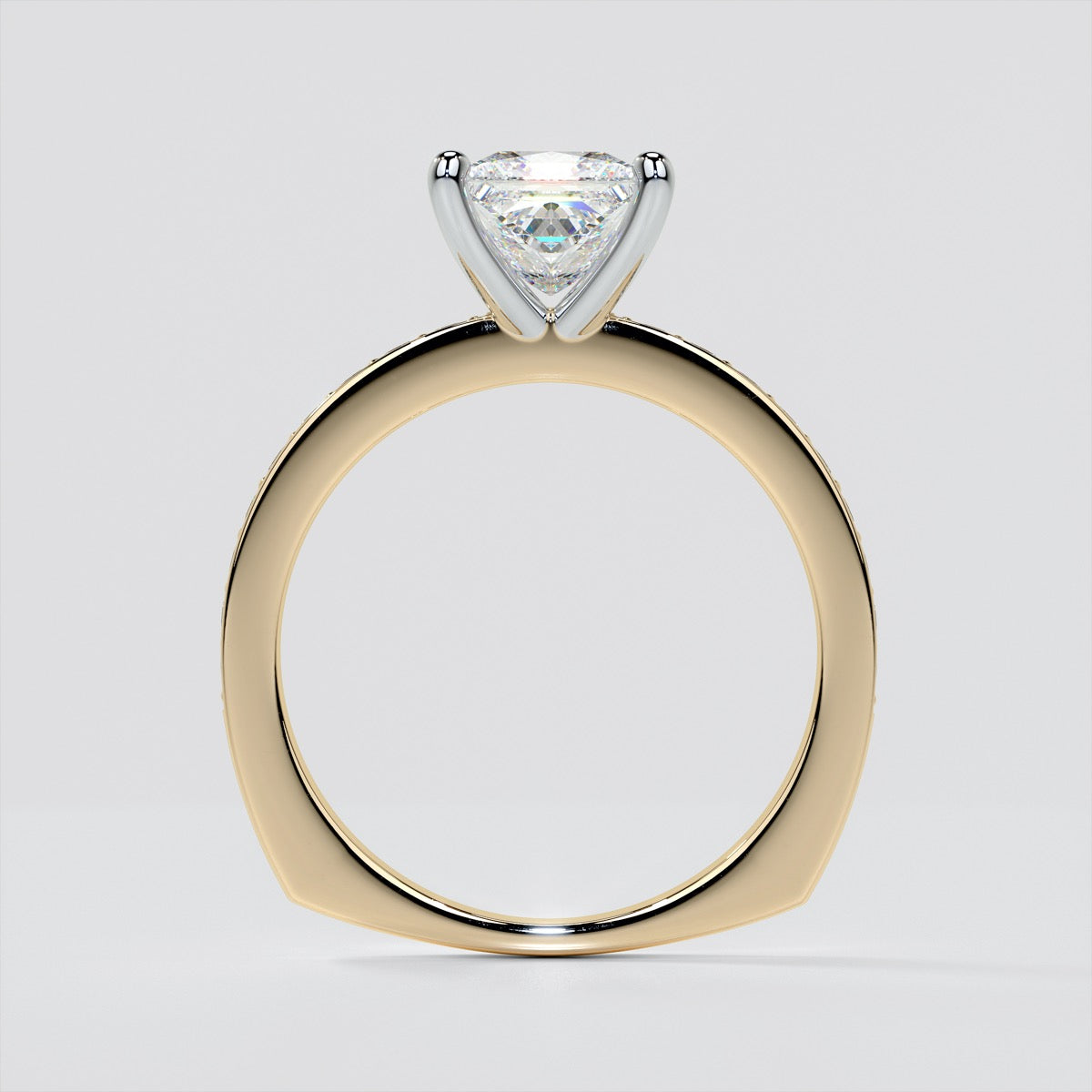 Princess Cut Euro Style Engagement Ring With Accents