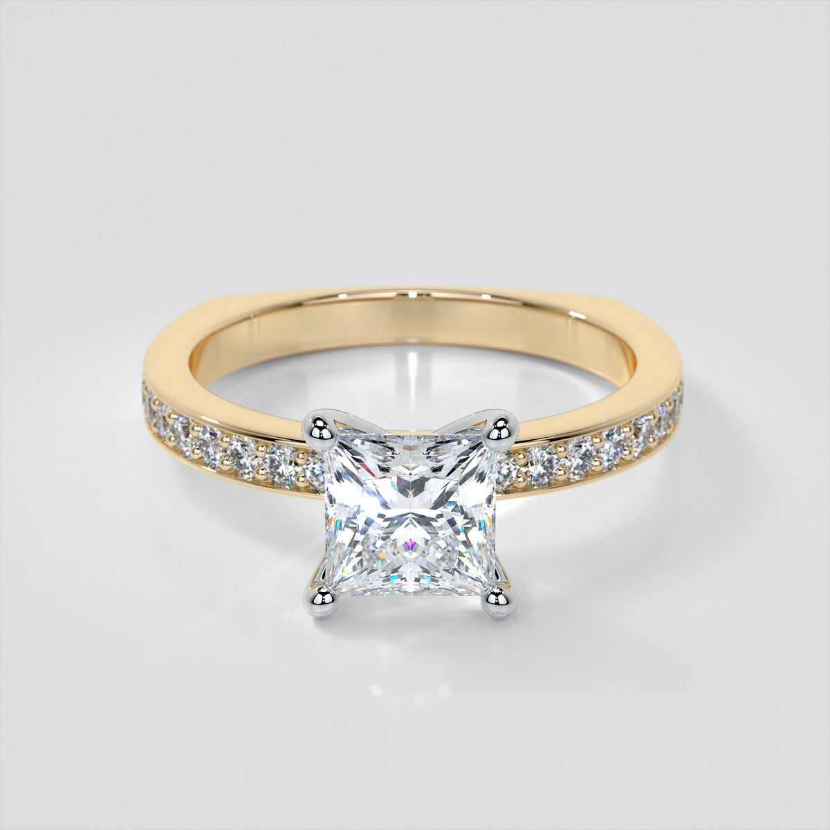Lab Grown Diamonds Princess Cut Euro Style Engagement Ring With Accents
