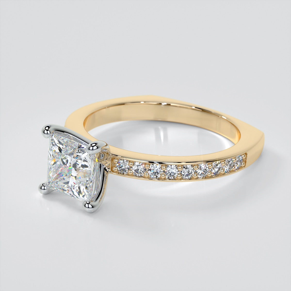 Princess Cut Euro Style Engagement Ring With Accents