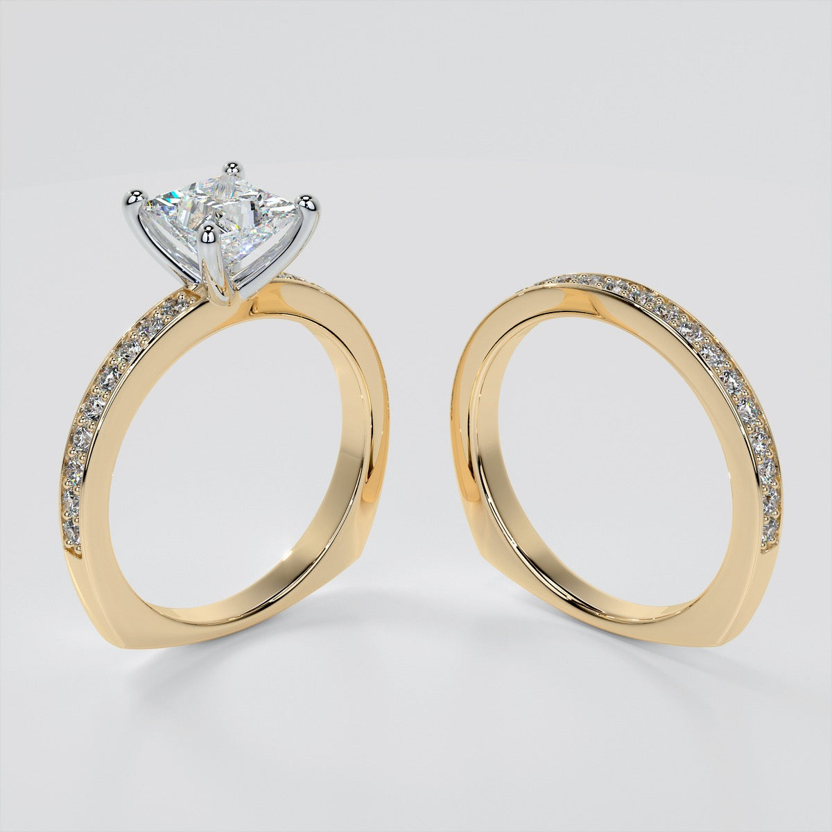 Lab Grown Diamonds Princess Cut Euro Style Engagement Ring With Accents