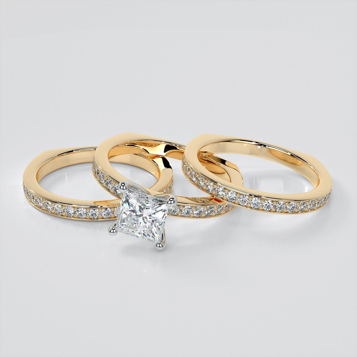 Princess Cut Euro Style Wedding Set With Accents